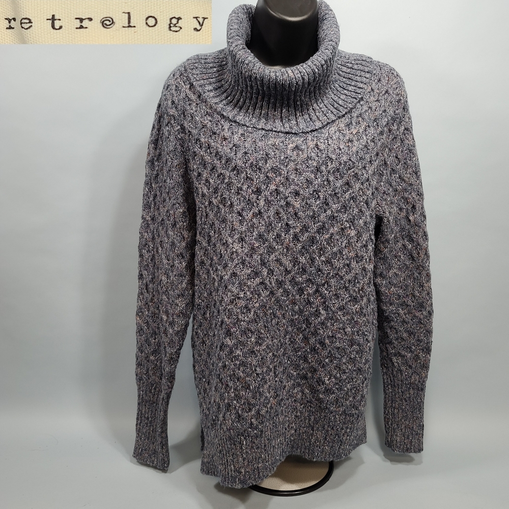 Retrelogy Cowel Neck Cable Knit Sweater Jumper Women's Size Large Super Soft